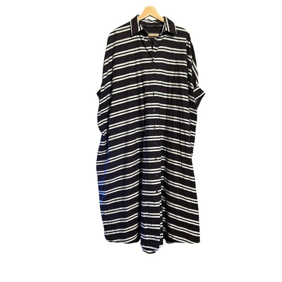 Alpha60 Classic Button Striped  Maxi Dress - Picture 1 of 4